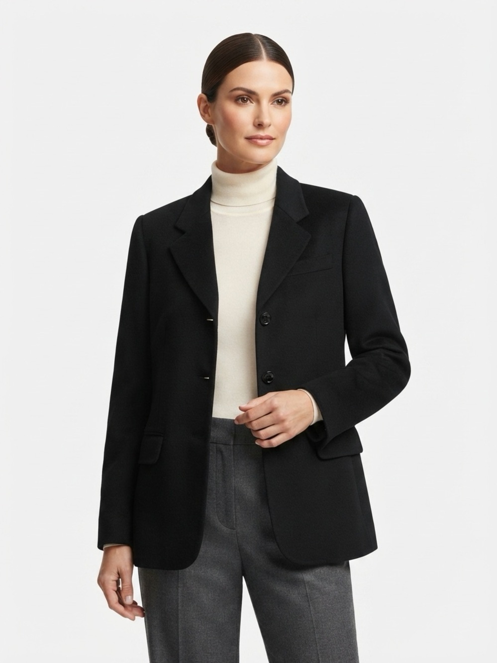 Liz Sport Blazer Womens 12P Black Wool 3 Button Notched Lapel Lined New Tags